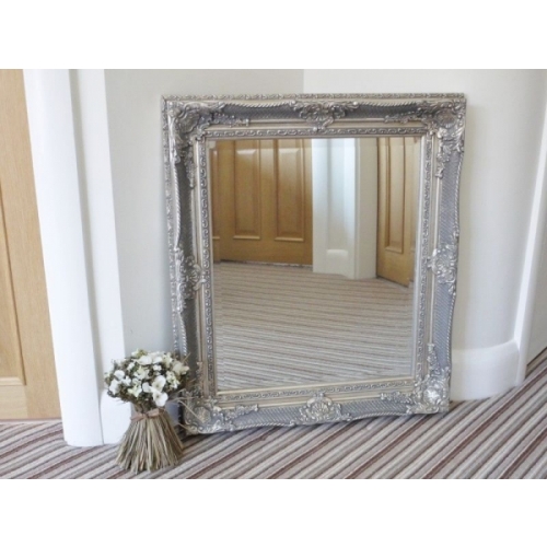 Stunning Shabby Chic French Style Mirror Bevelled Glass Silver Frame (1980)