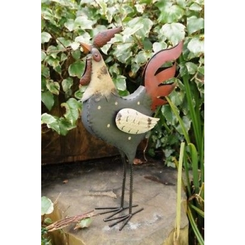 Stunning Tin Metal Outdoor Garden Ornament Metal Cockerel 3392
