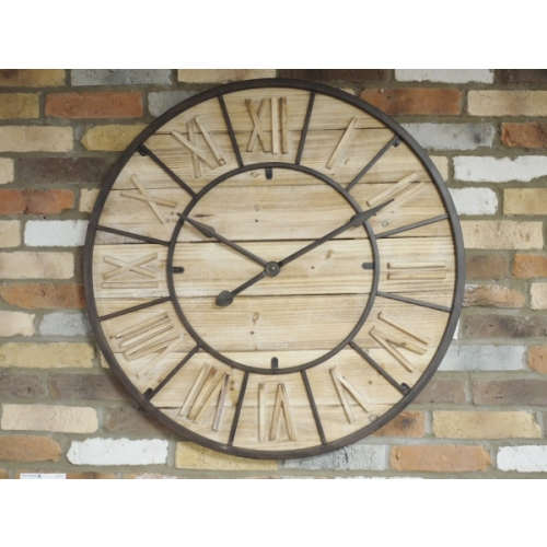 Industrial style large rustic wall clock. 4984