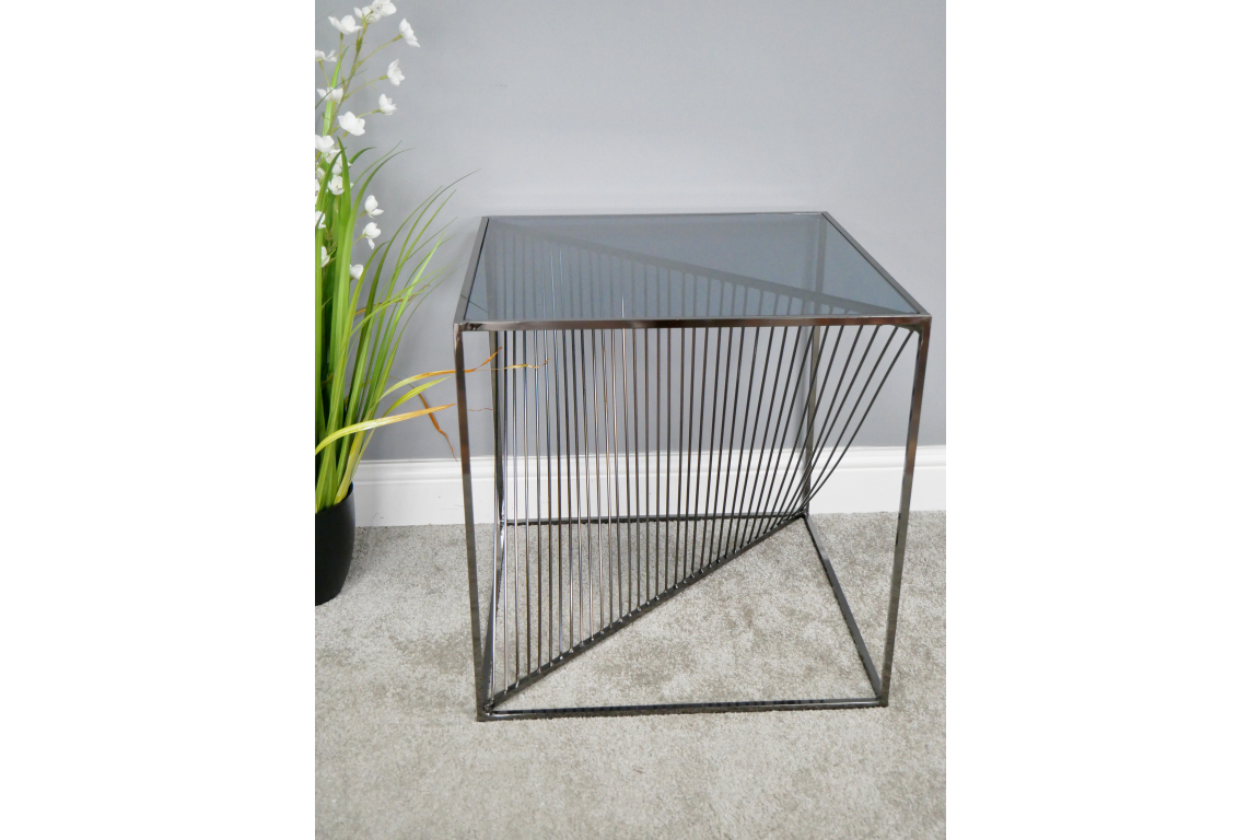 Electro Plated Steel Black Side Table