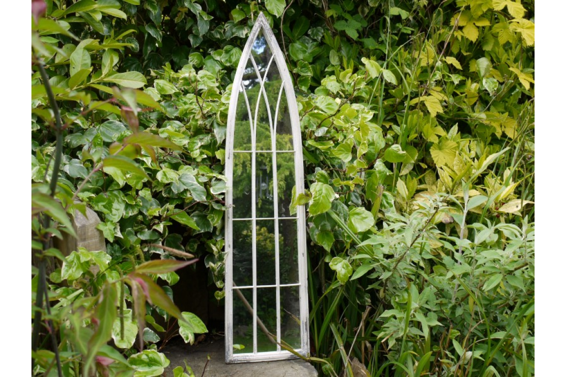 BEAUTIFUL SLIM RUSTIC GOTHIC ARCH STYLE HOME OR GARDEN PANEL MIRROR (3372)