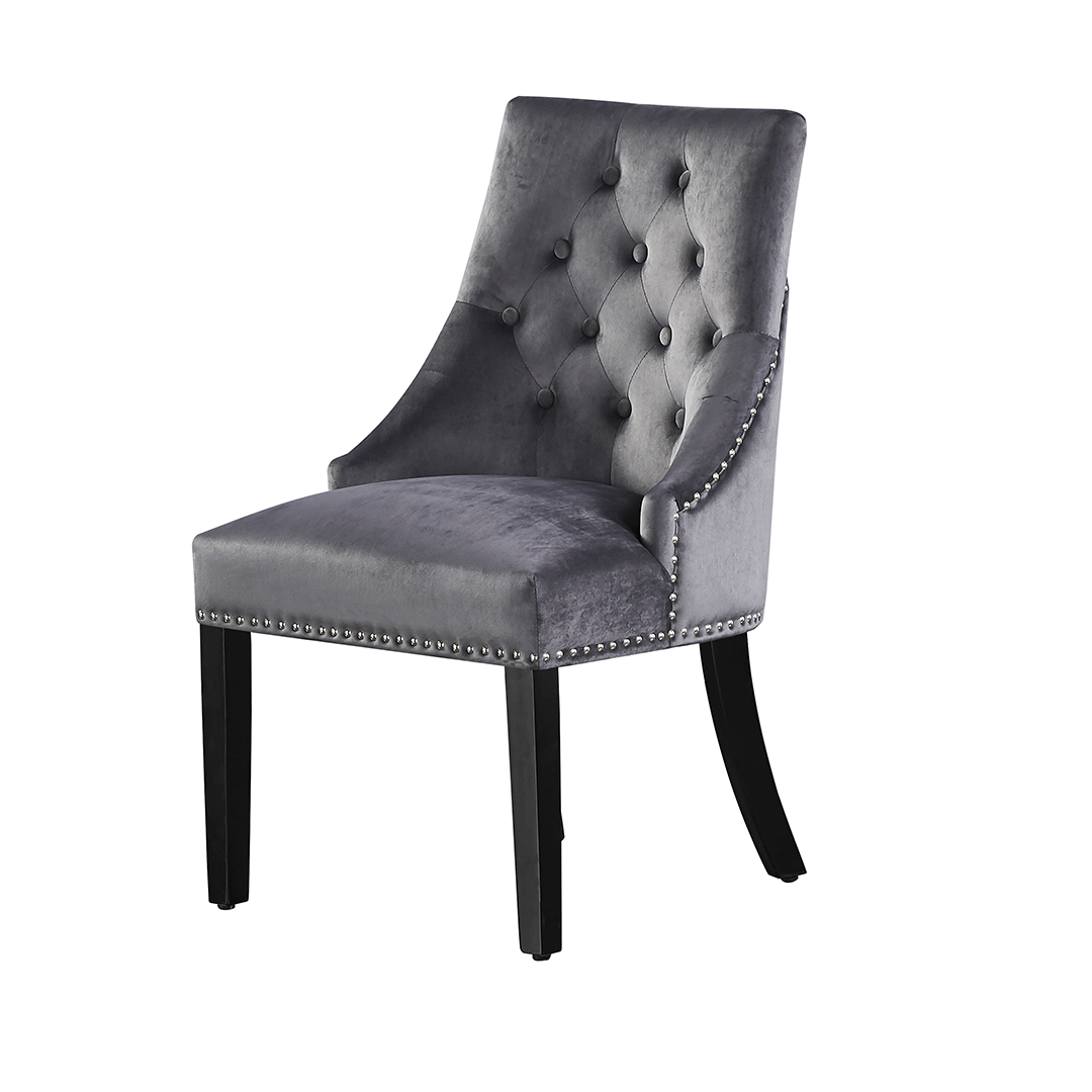 Crushed Velvet Grey Knocker Chair