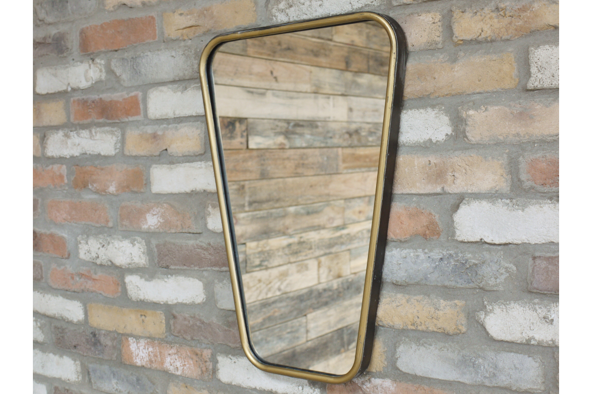 Metal Bronze Frame Trapeze Mirror